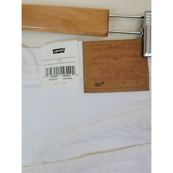 Levi's 501 Premium Quality White Denim Shorts Button Fly Size 28 NWT Levis - Picture 7 of 14